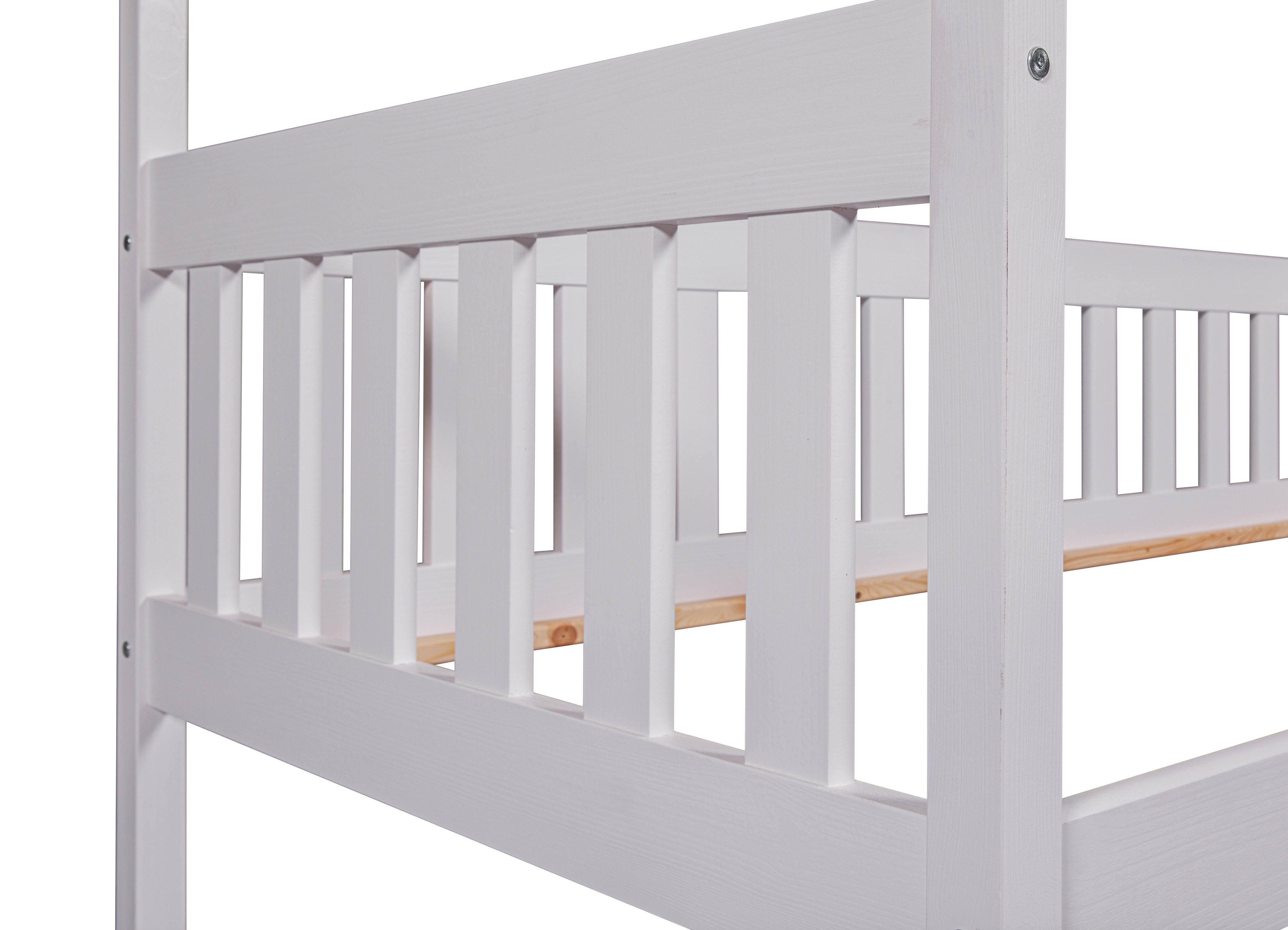 Inter Link Kinderbett Funky Hausbett 90 x 200 cm Kiefer Massivholz Weiss