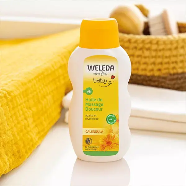 Óleo de Massagem Suave Orgânico de Calêndula para Bebês Weleda 200ml