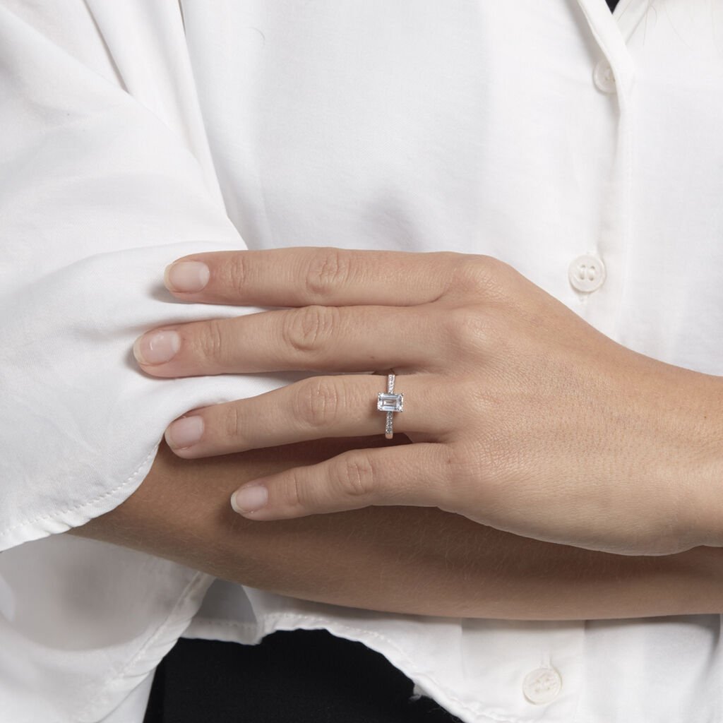 Bague Or Blanc  Gesacus Oxyde De Zirconium