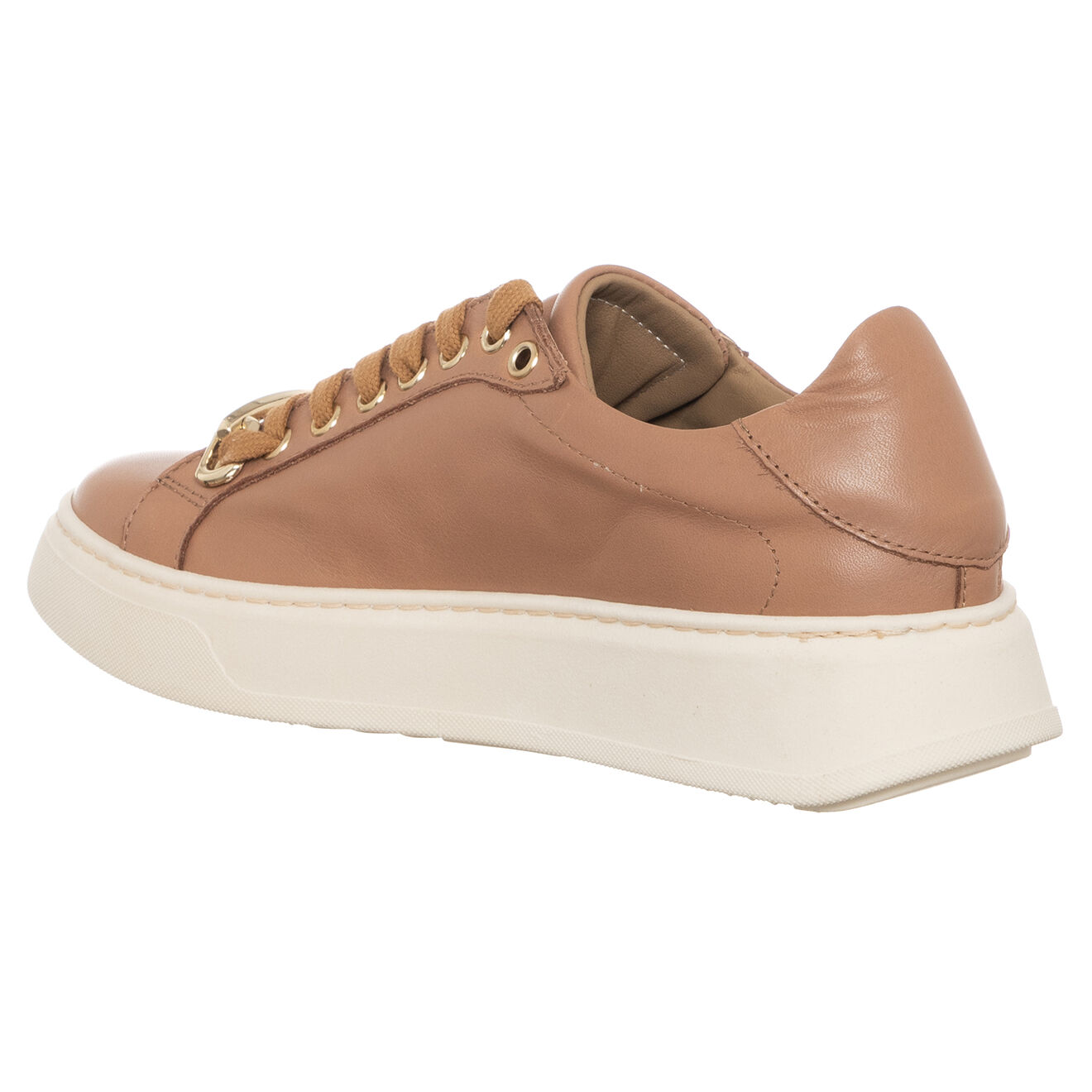 Loretta Pettinari Sneakers en Cuir Cameo beige/blanc