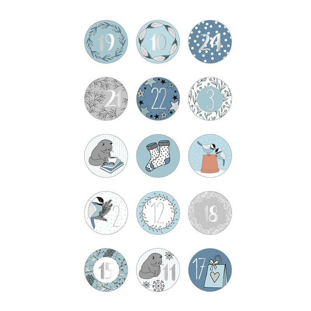 4 sets d'autocollants calendrier de l'avent cosy christmas