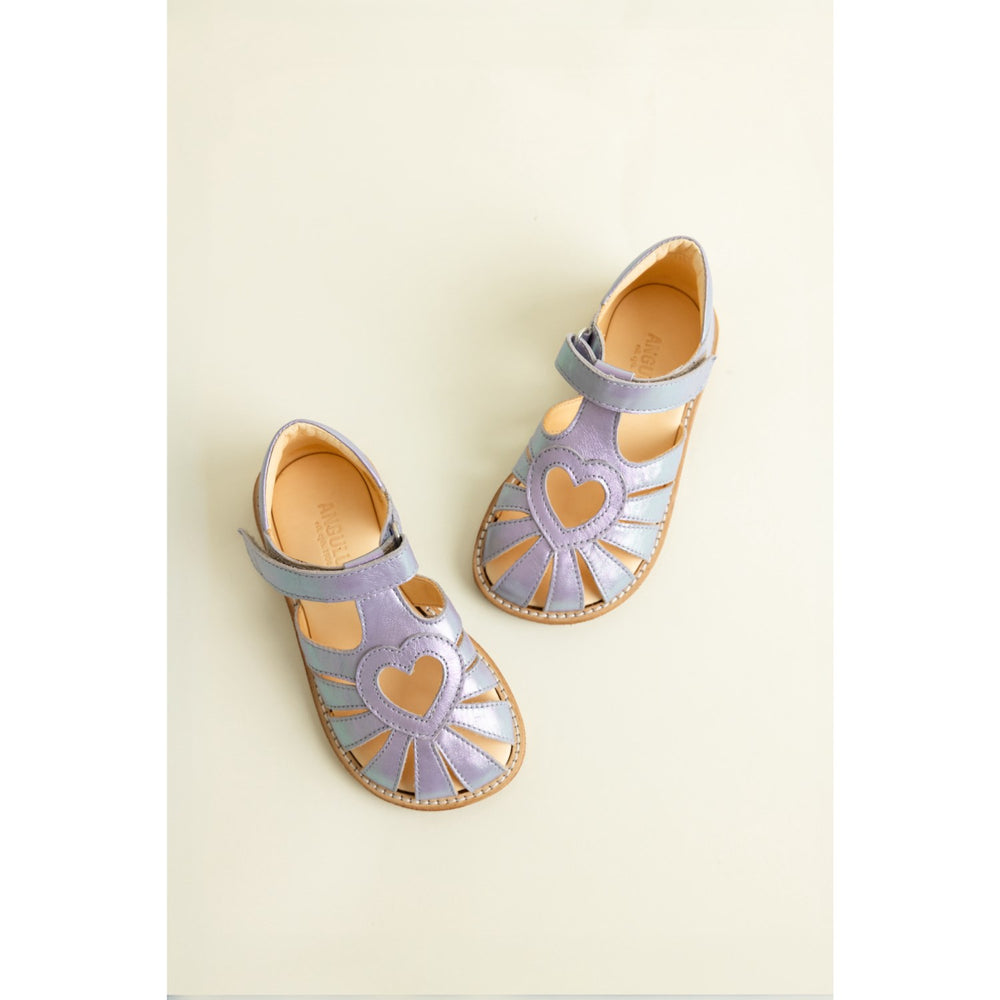 Køb Angulus Iridescent Lilac Shine Hjertesandal Med Velcrolukning