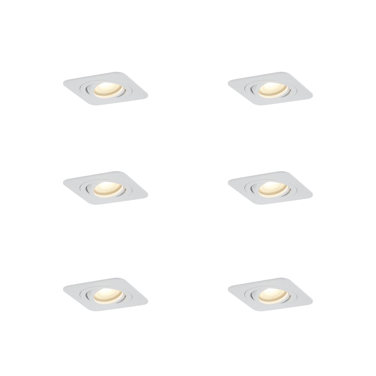Set van 6 afgeronde inbouwspots wit GU10 50mm draai- en kantelbaar IP44 - Alberto