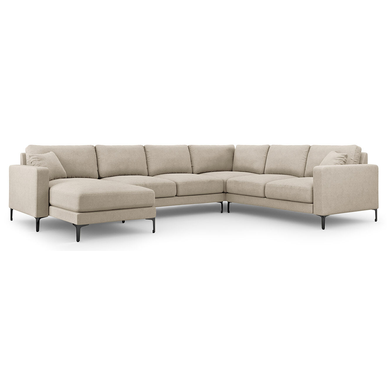 Mazzini Sofas Canapé Panoramique droit Venus 6 Places beige - 326x236x90 cm