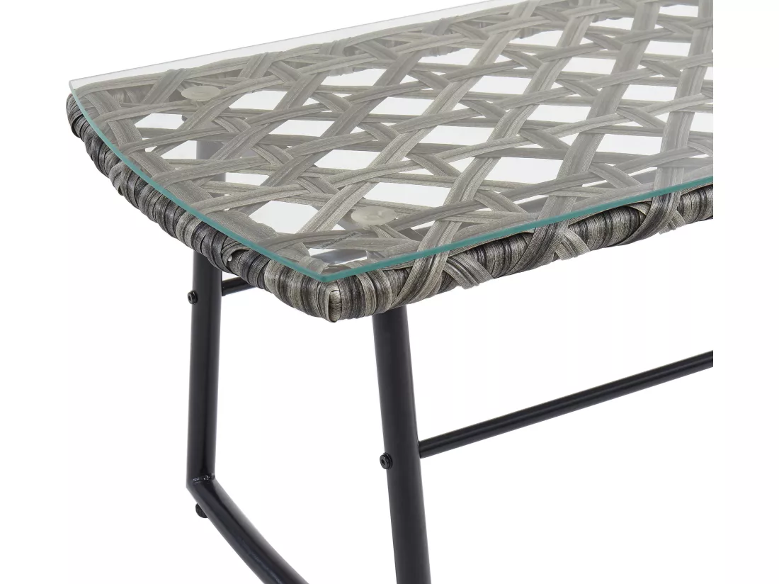 Salon de jardin en résine tressée : 1 canapé 2 places, 2 fauteuils et une table basse - Gris anthracite - JONAH de MYLIA