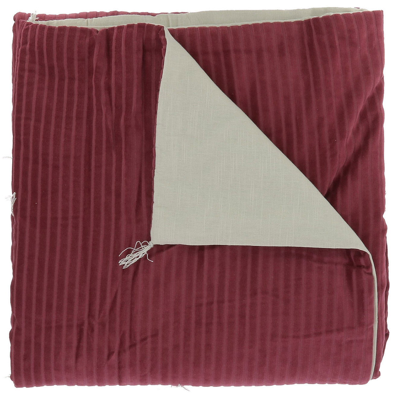 En Fil d'Indienne Courtepoint Veluti velours bordeaux - 160x160 cm