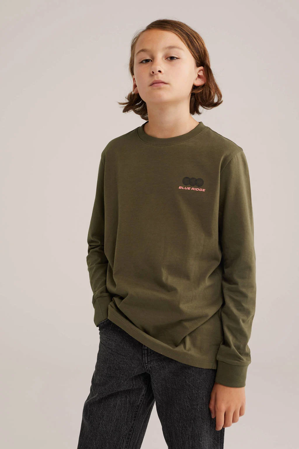 WE Fashion Blue Ridge longsleeve olijfgroen