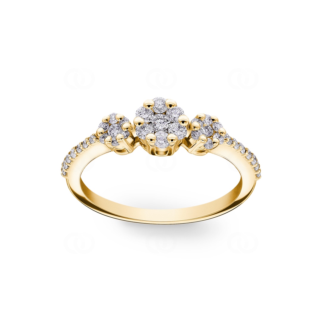 0.40 Karat Trilogie Diamantring 750/18 K Gelbgold