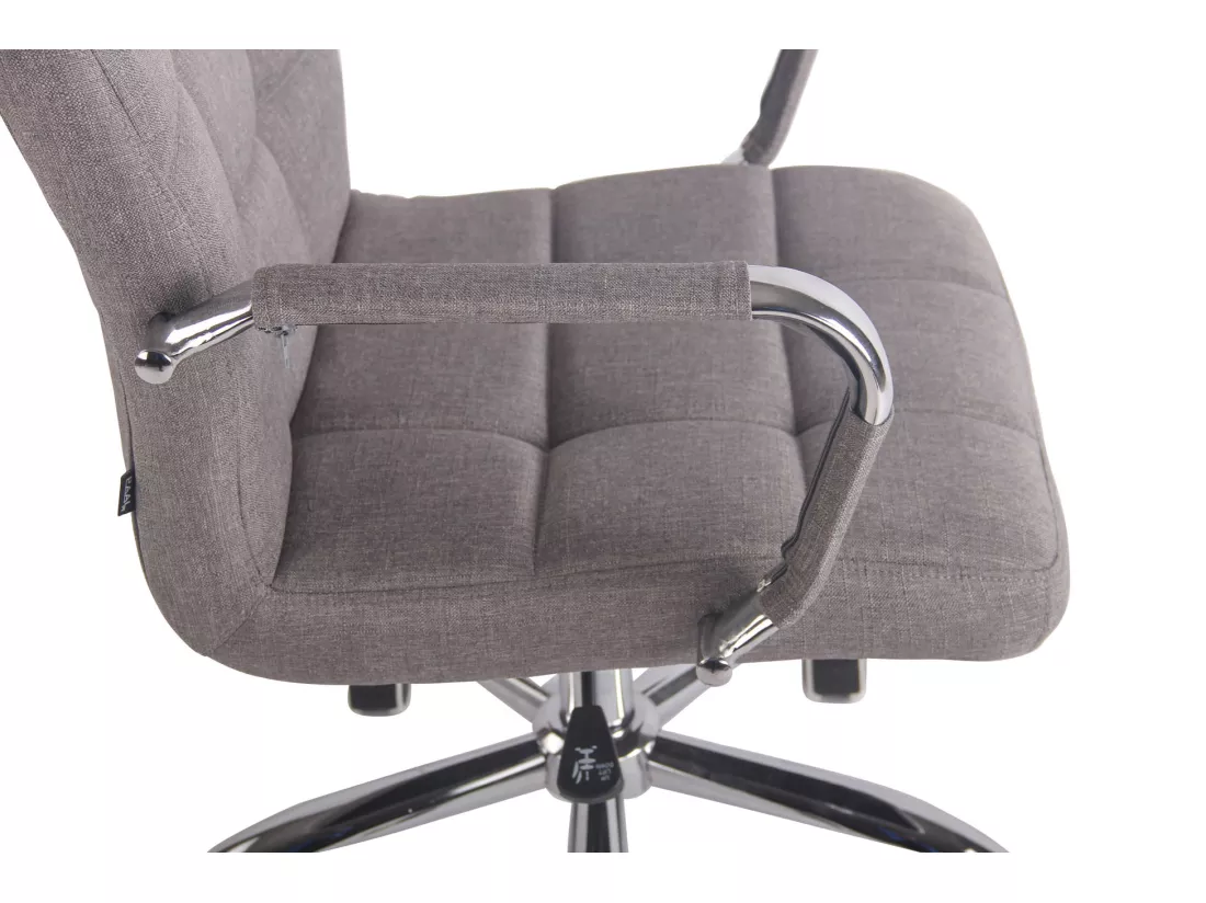 Chaise de bureau - Tissu & Métal chromé - Gris - Deli