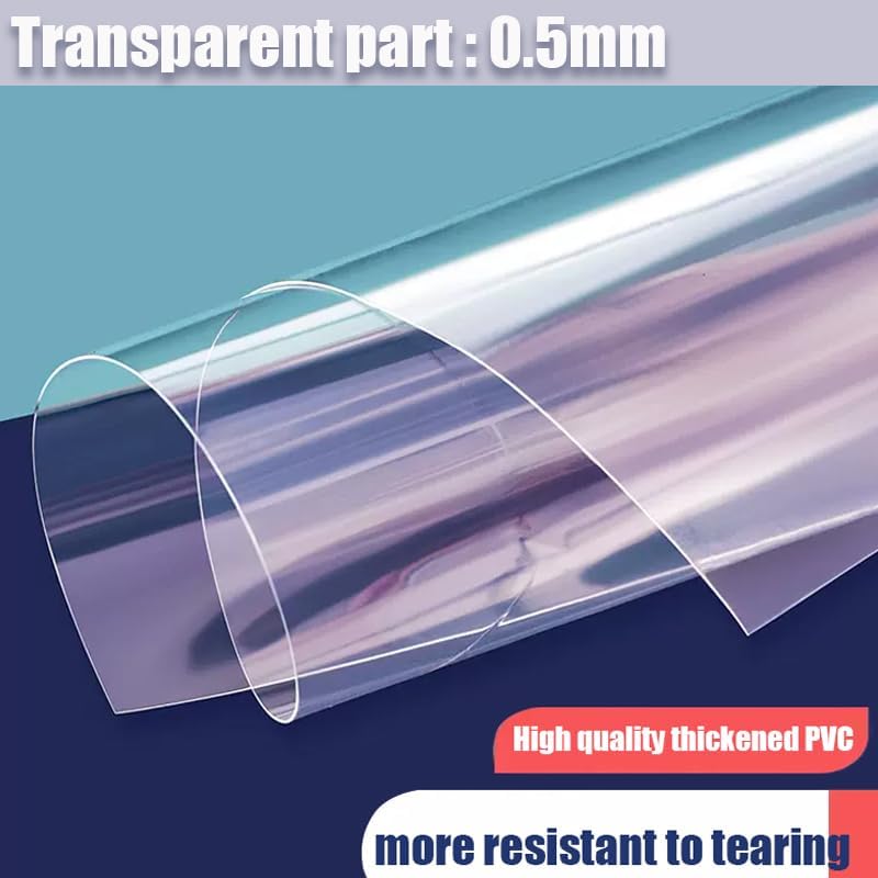 Transparent Pavillonplane Gartenplane mit Ösen PVC Winddicht Vorhang 0.5mm Wasserdichter Plane Trennvorhang für Draussen Terrassen Garten Balkon 2x2.6m(HxL) Schwarz mit 2 Reißverschlüsse
