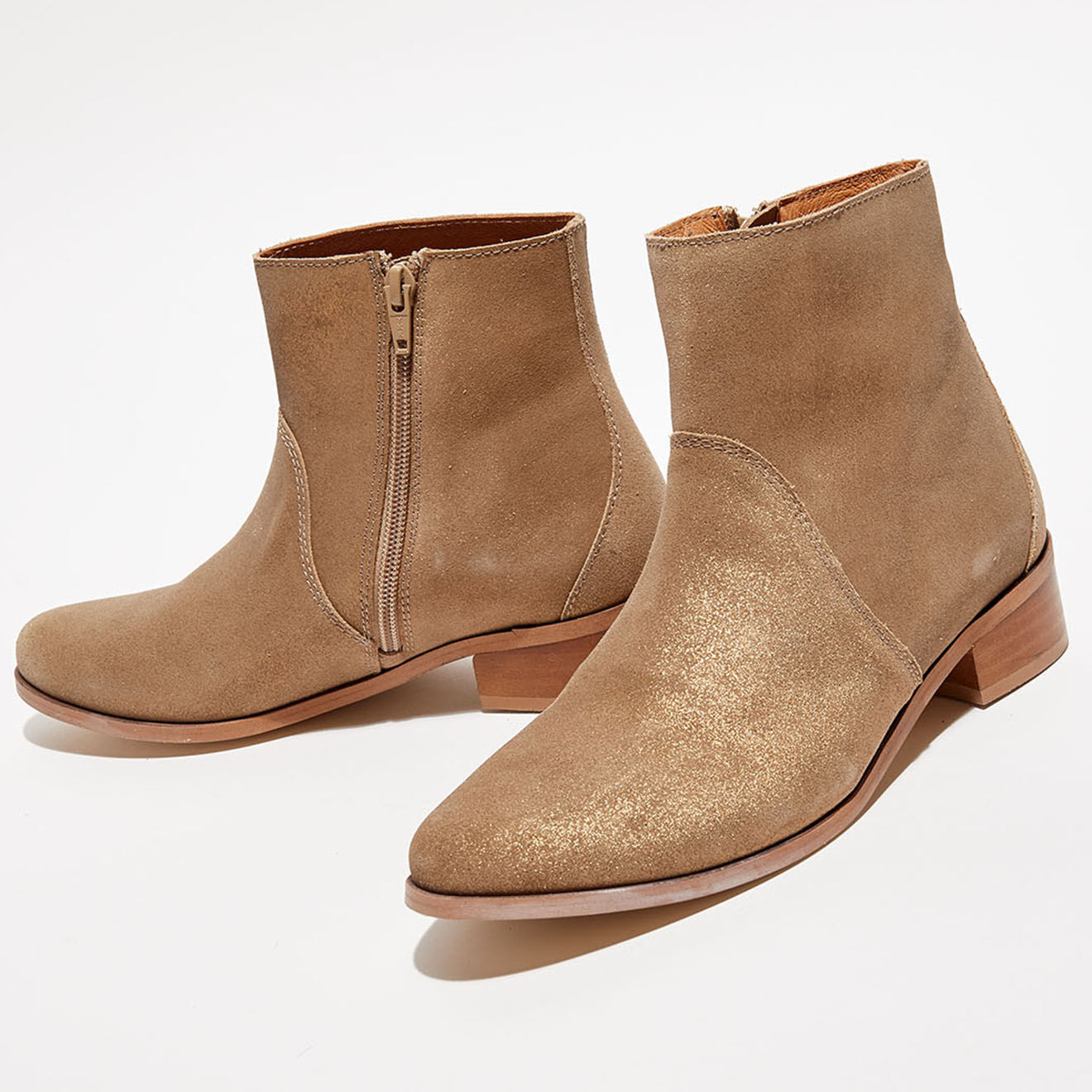 Anaki Bottines en Velours de Cuir Zabeth sable