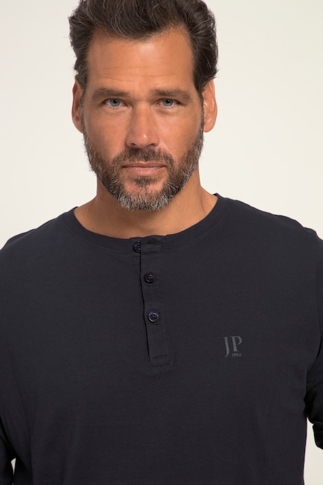 JP 1880 Henley, Basic, Shirt, Langarm, Knopfleiste, bis 8XL