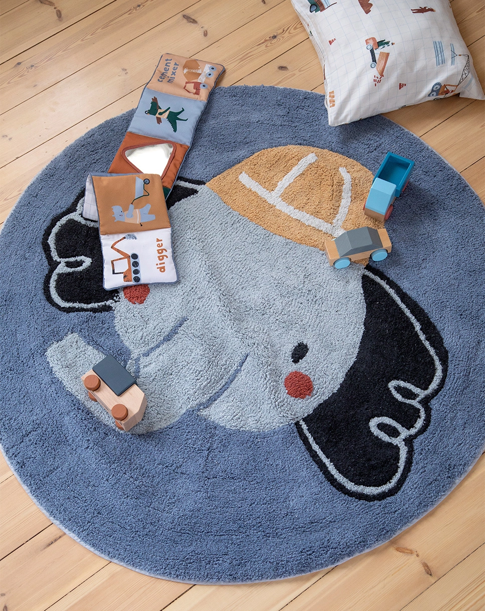 Teppich BUSY BUILDERS (120x120cm) in blau
