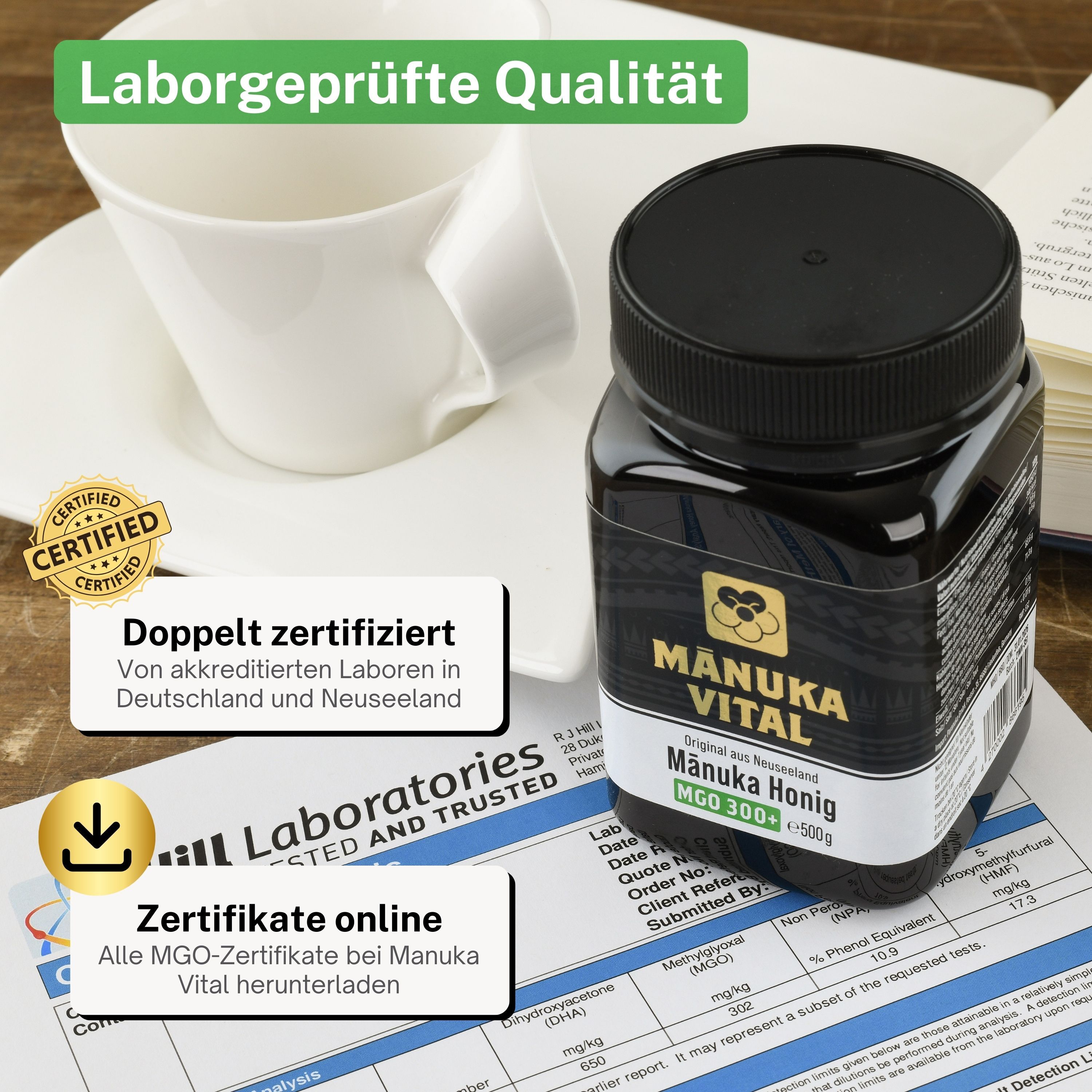 MANUKA VITAL Manuka Honig MGO 300+  - Original, zertifiziert und natürlich aus Neuseeland