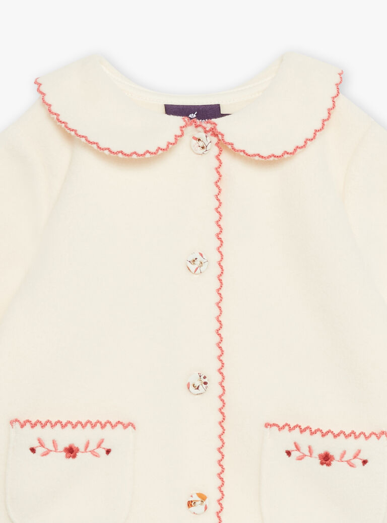 Cardigan écru en polaire