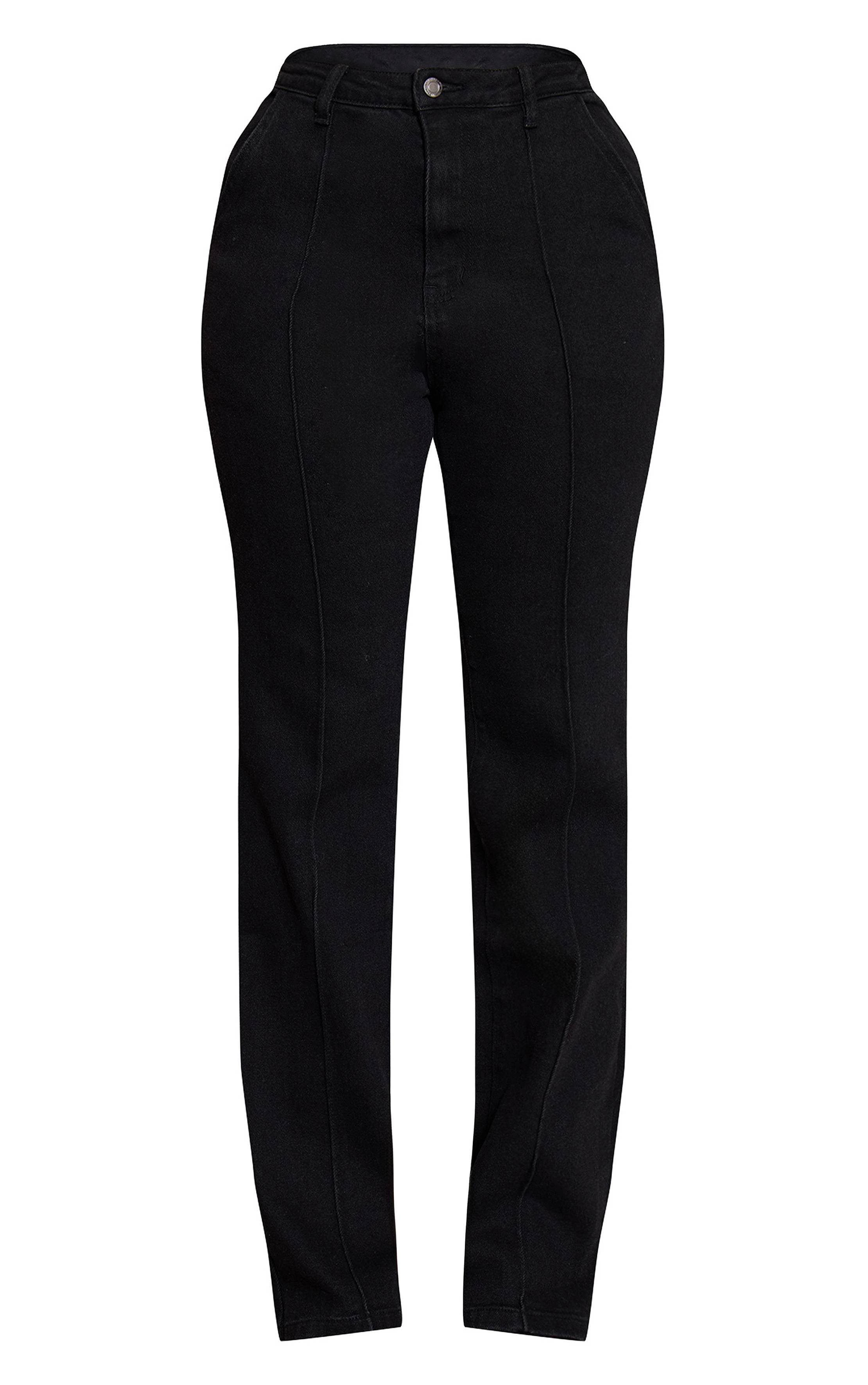 Noir Jean Taille Haute En Denim Stretch Shape Avec Pinces Et Détail Ajustable Au Dos