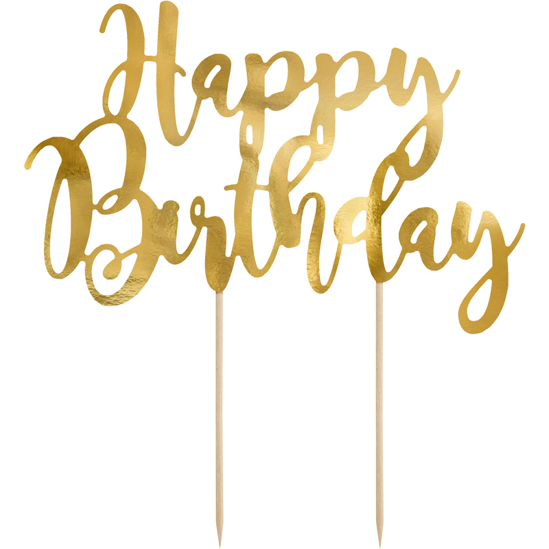 Partydeco Cake Topper Happy Birthday, gold, 1 Stück