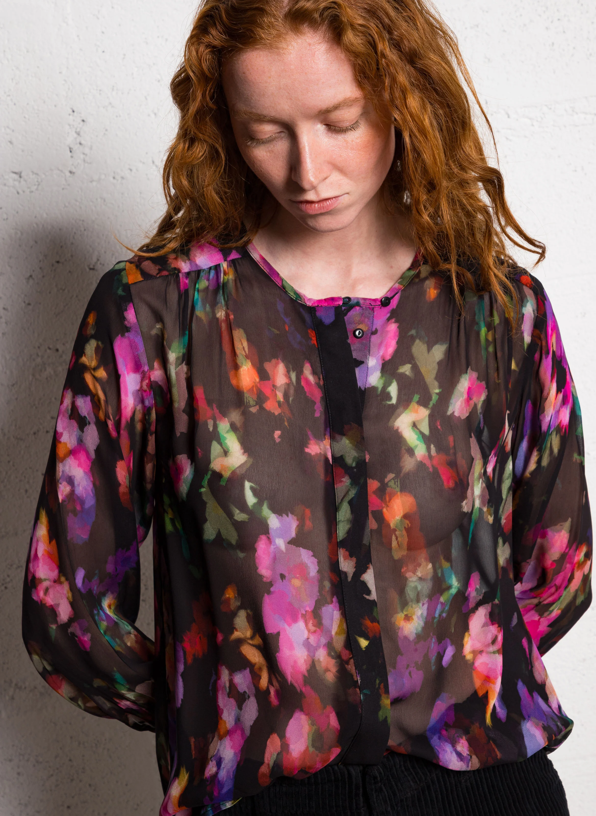 CLAUDIE - Blouse à imprimé floral | Noir