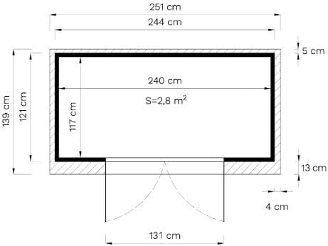 Gartenhaus Alster, Gerätehaus Holz, 251x139x210 cm, Pultdach, inkl. Fußboden, Lagerschuppen Garten, Fahrradschuppen, 3m², 19mm Wand, Naturbelassen