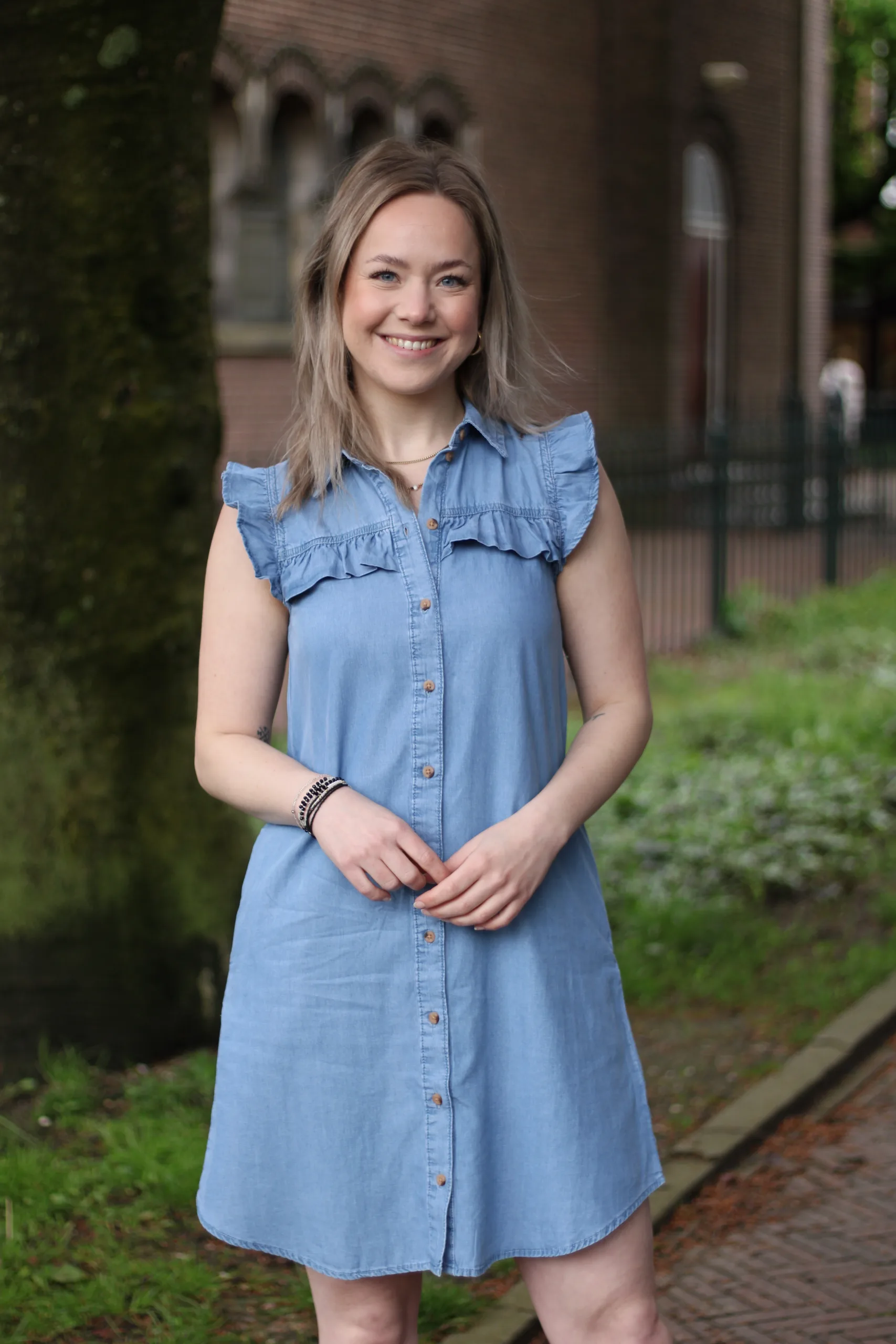 Culture - Aurelia Short Dress - Light Blue Wash