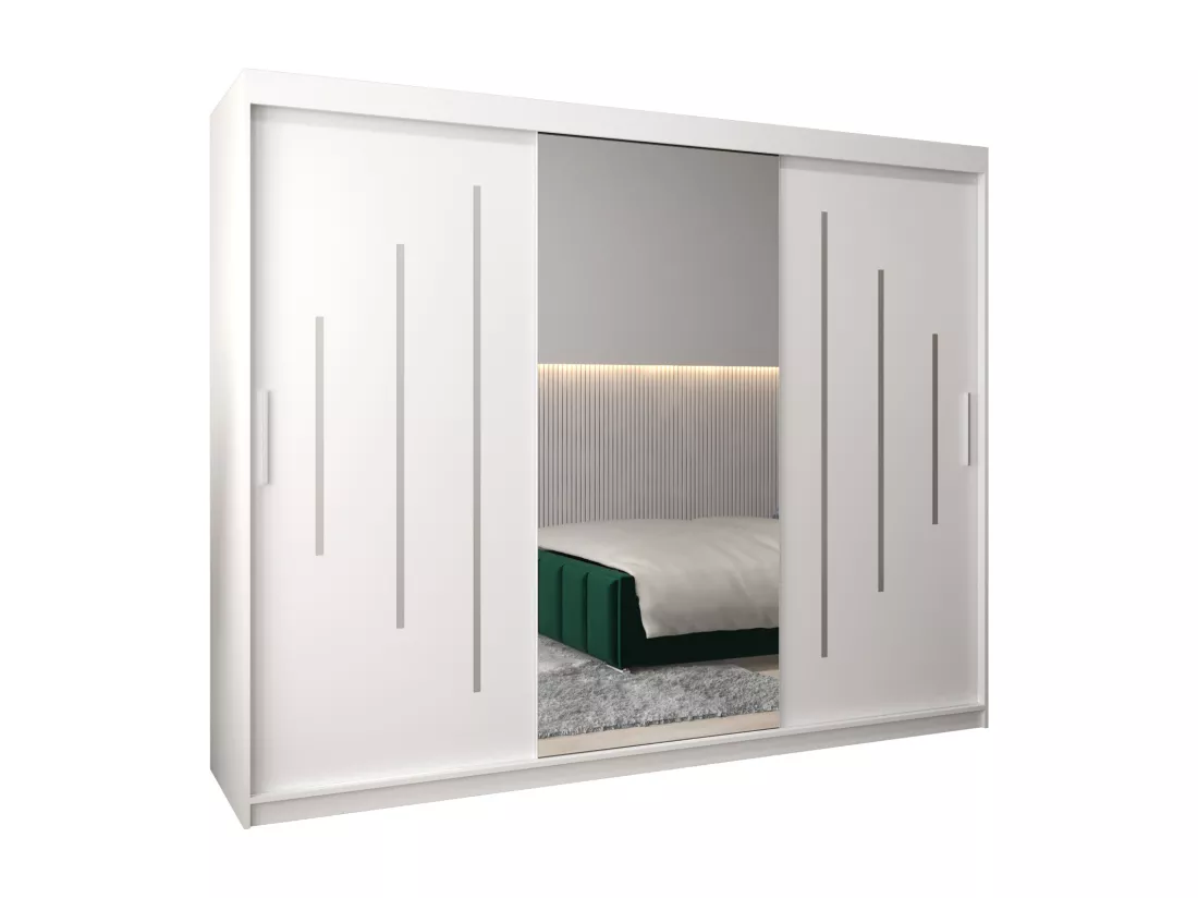 ARMOIRE YORK 1 À PORTES COULISSANTES 200/250/62 3 Portes (Blanc/Blanc)