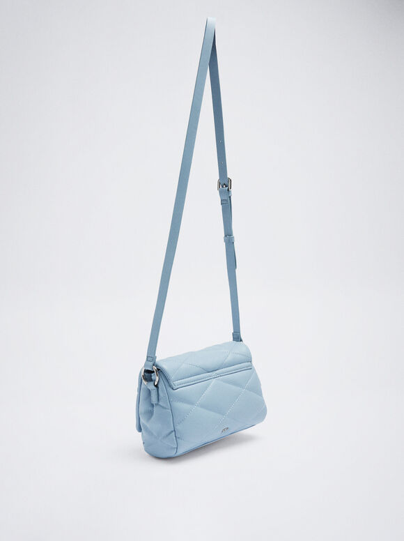 Bolsa acolchoada com corrente - Azul