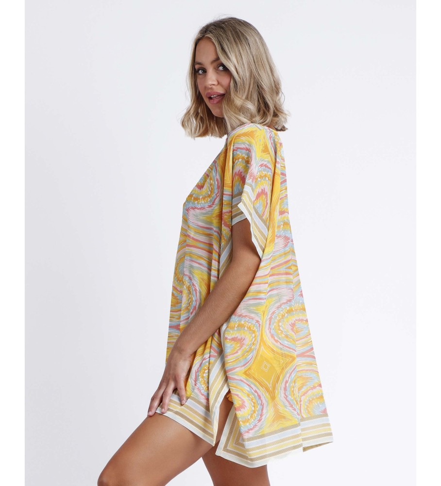 Vestido Kaftan Jardim Amarelo Admas