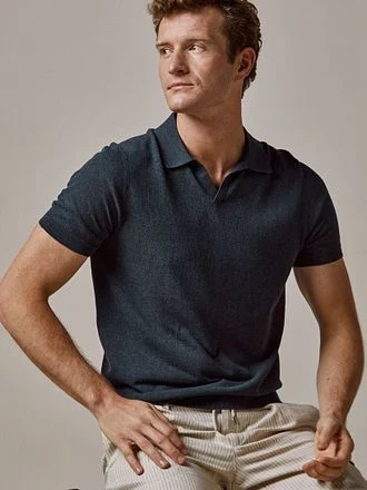 Profuomo Poloshirt Linen Blend Navy PPWD10023C-P kopen