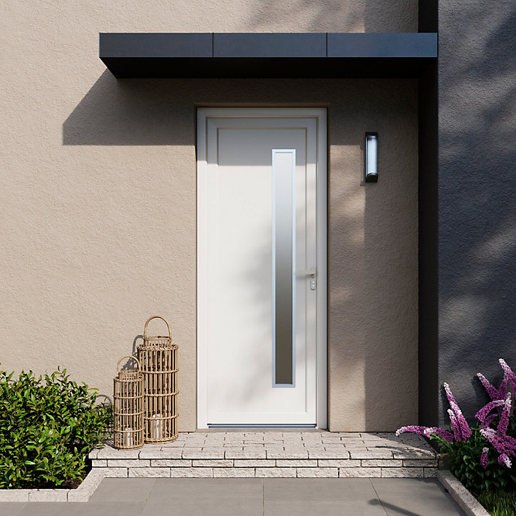 Porte d'entrée FORTIA pvc blanc RAL 9003 Gatteo 96 x h.218 cm poussant gauche