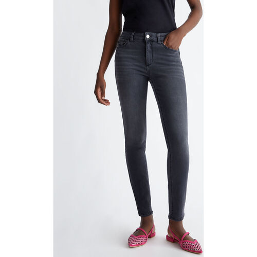 Liu Jo - Vaqueros pitillo Bottom Up de talle alto Negro