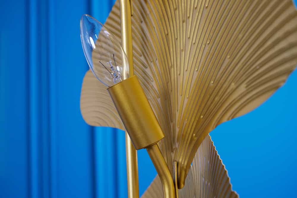 Design Stehlampe GINKGO 160cm gold Metall