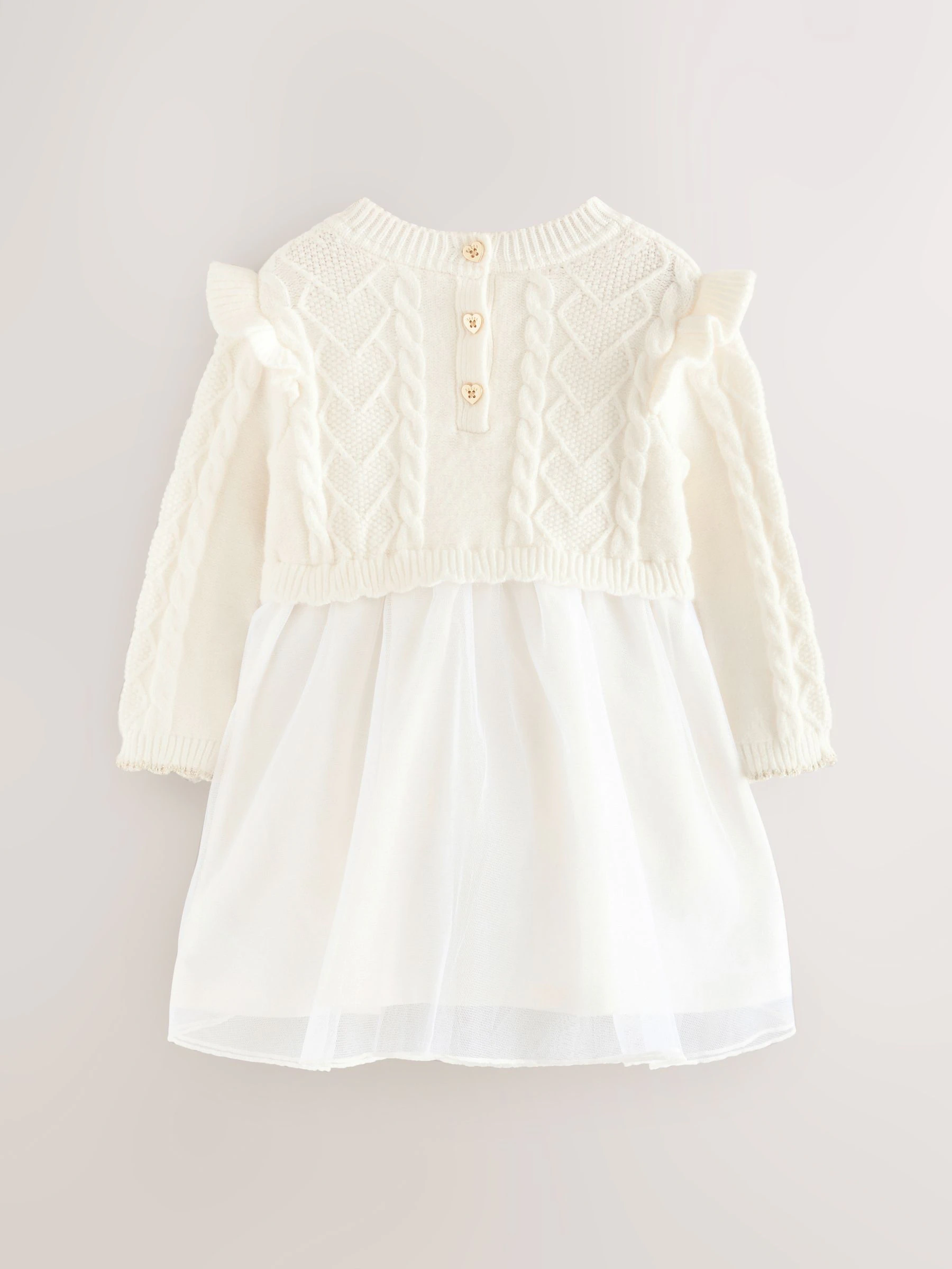 Baker by Ted Baker - Crèmekleurige mockable mesh jurk met gebreide strik
