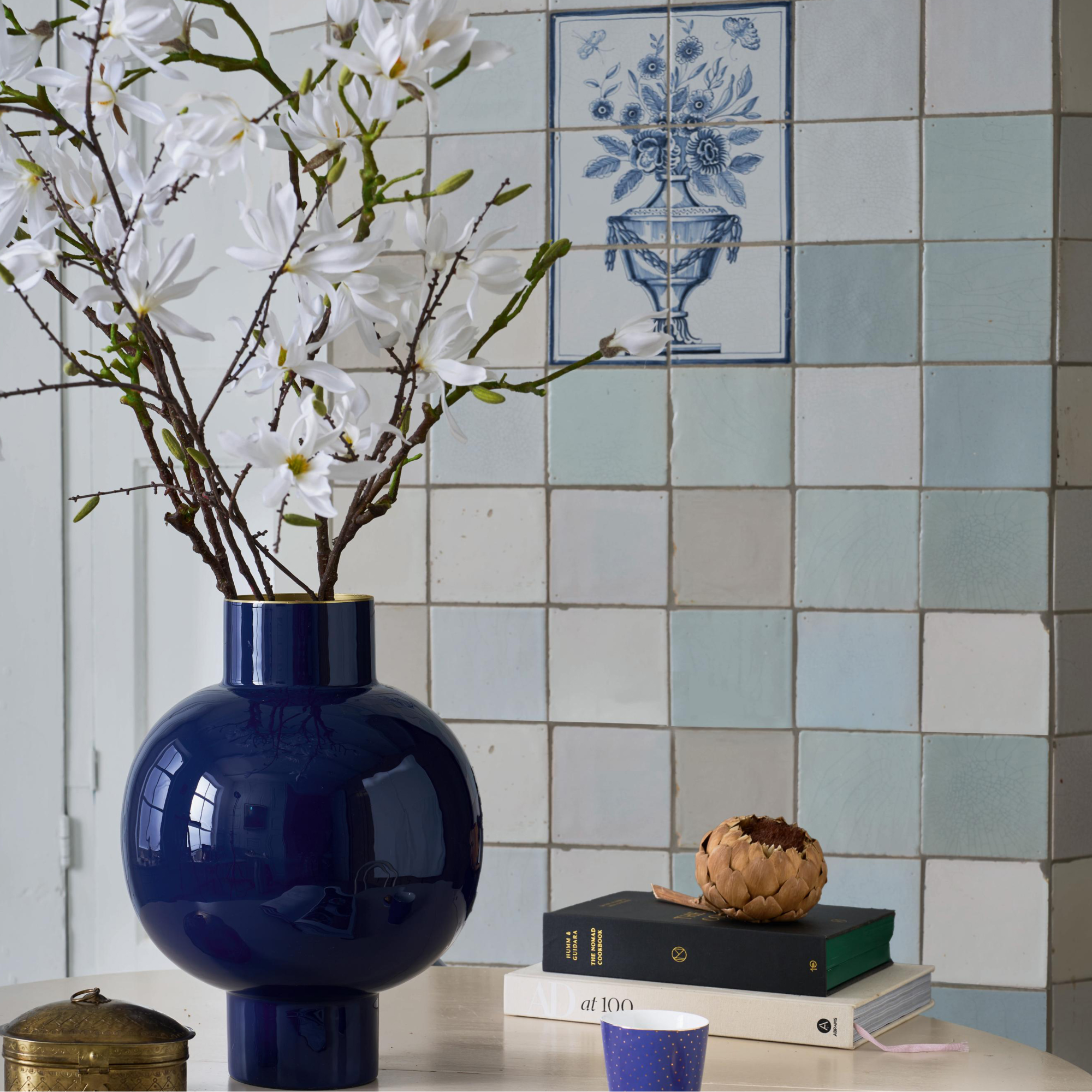 Vaas metaal XL  blauw