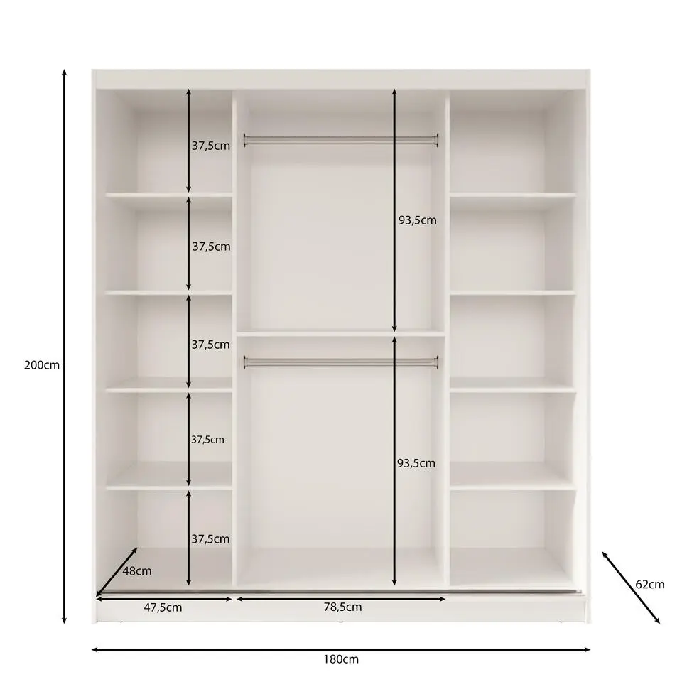 Meubella - Kledingkast Fessaro - Wit - 180 cm