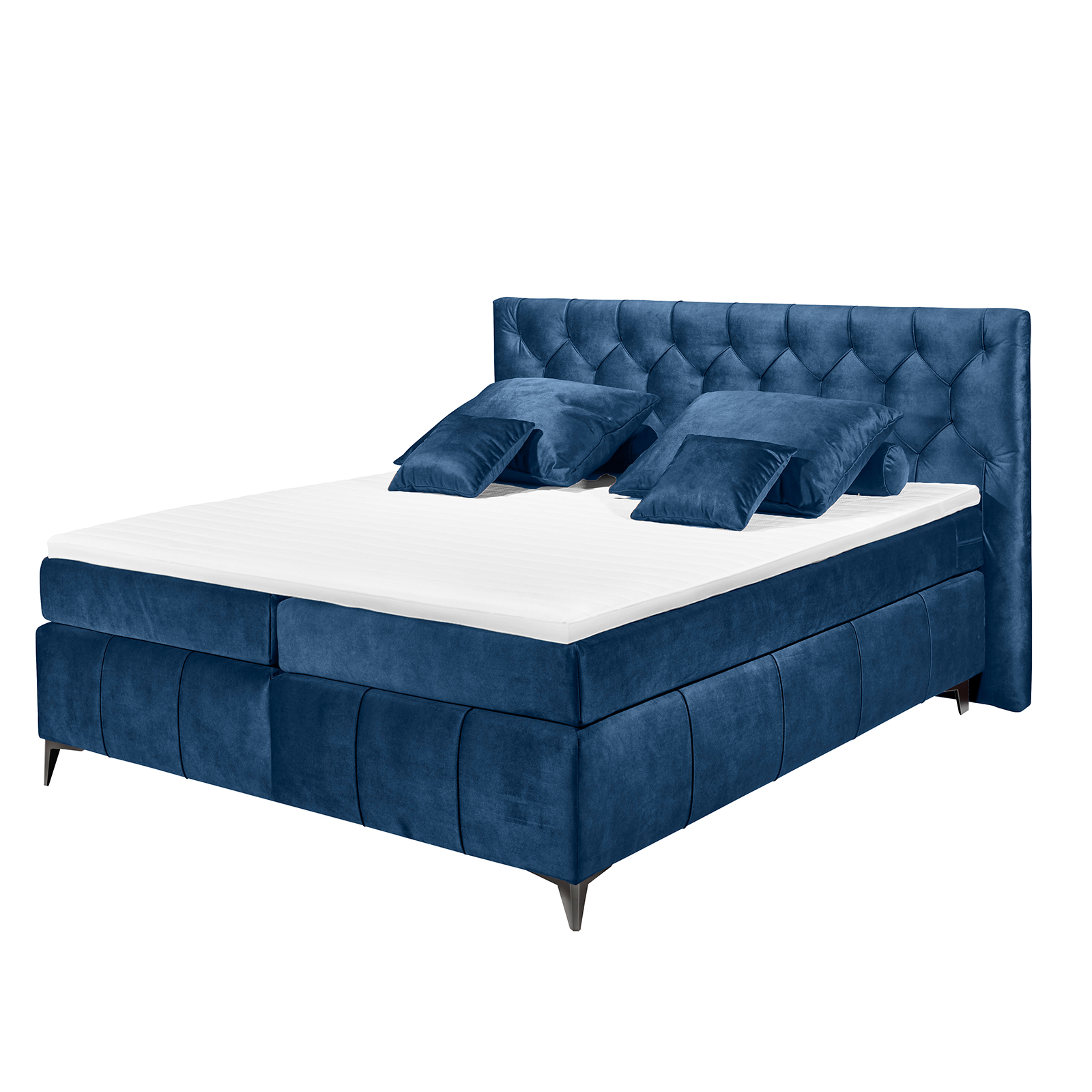 Boxspringbett - mondscheinblau - Tonnentaschenfederkern - H2 - 180x200 cm
