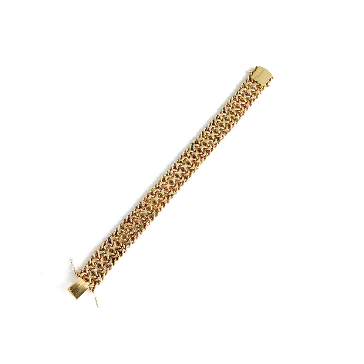 Bracelet d'occasion or 585 jaune maille fantaisie 19 cm