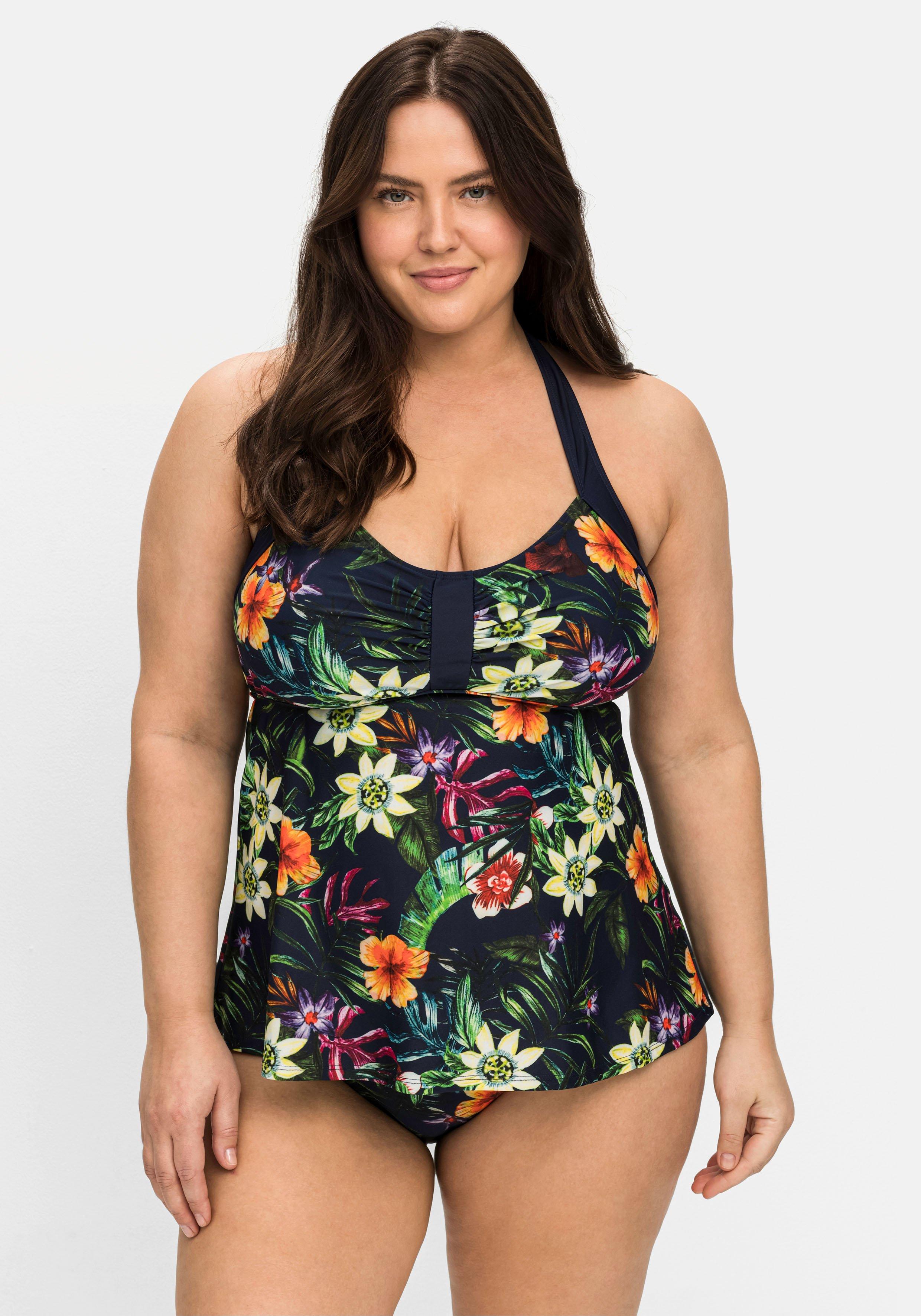 Tankini-Top mit  Blumenprint und Neckholderträgern