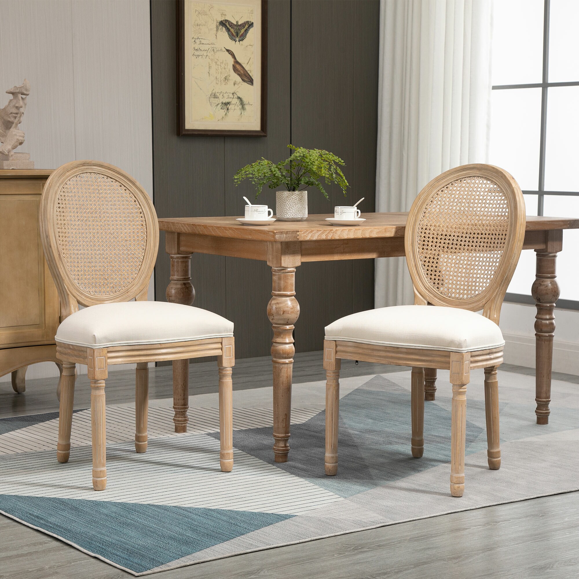 HOMCOM Esszimmerstuhl 2er-Set beige 49B x 56T x 96H cm