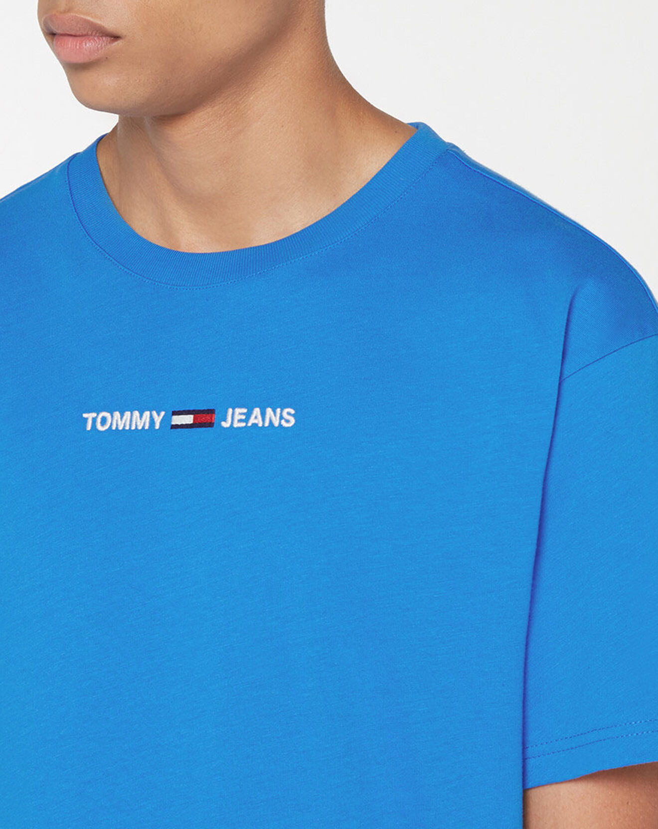 Tommy Jeans T-Shirt 100% Coton Bio Logo bleu vif