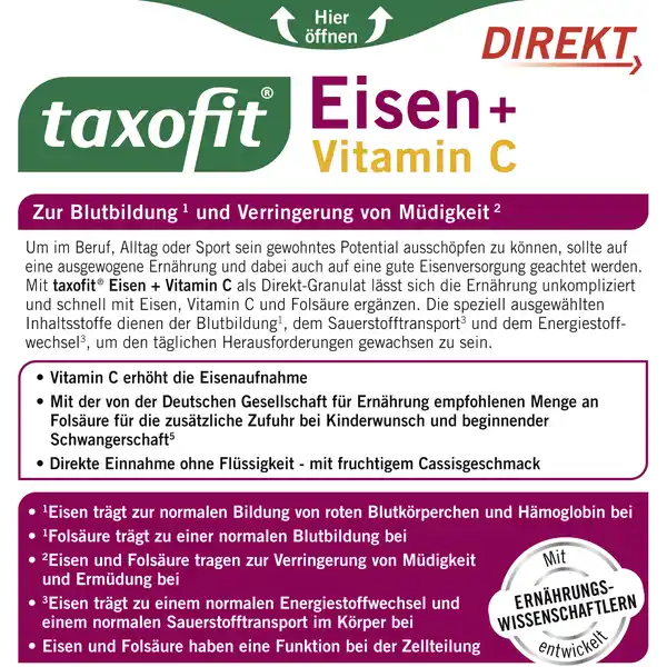 Eisen + Folsäure + Vitamin C Direktgranulat