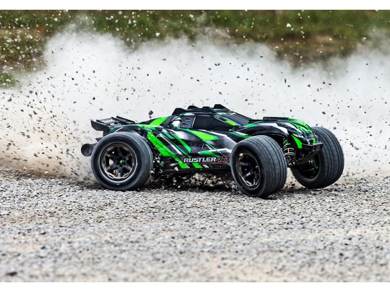 Traxxas Stadium Truck Rustler 4x4 Ultimate Grün, ARTR, 1:10 4WD Stadium Truck mit Velineon VXL-3S Brushless Antrieb