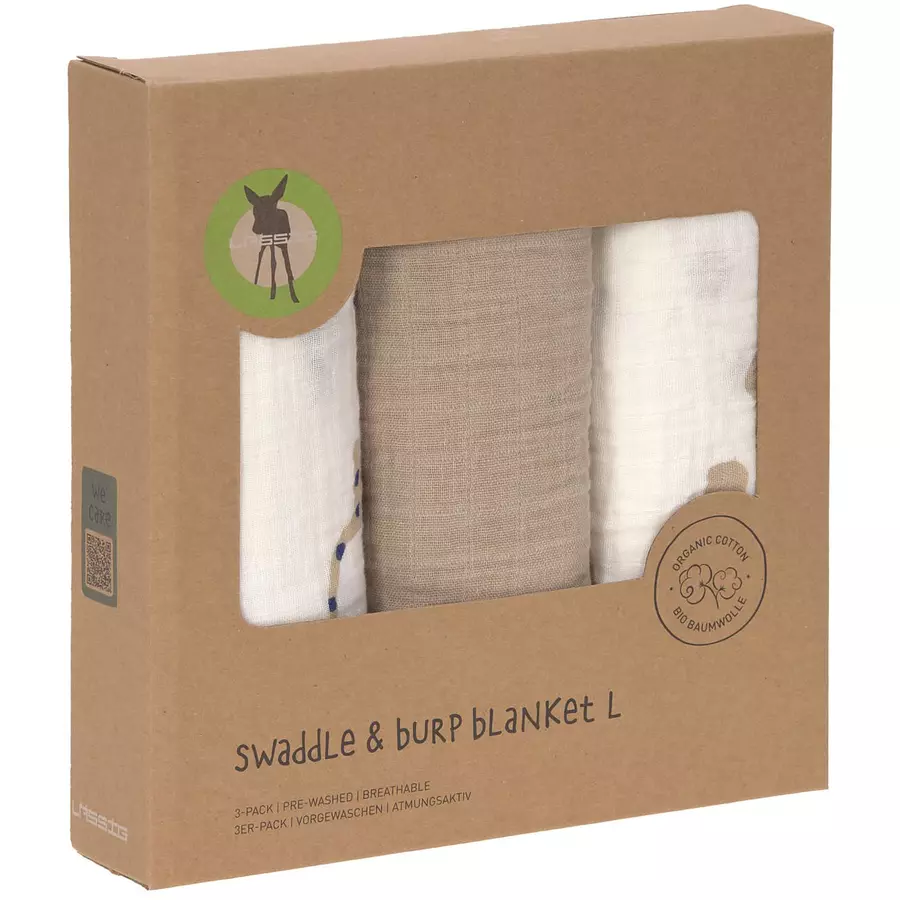 LÄSSIG Mulltücher L 3er Pack Little Mateys Royal blau 85 x 85 cm