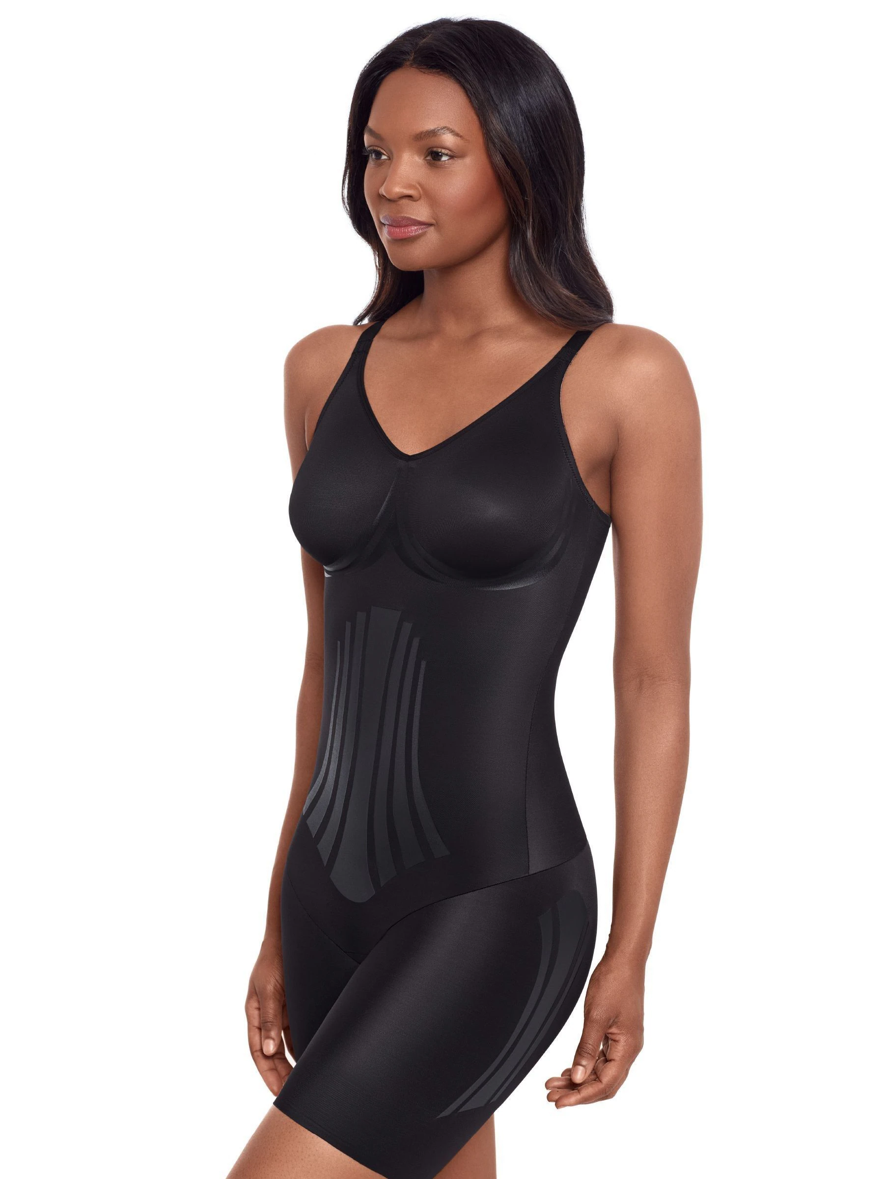 Zwart - Miraclesuit Modern Miracle Extra Firm Control Thigh Slimming Bodysuit with Lycra Fit Sense Technology