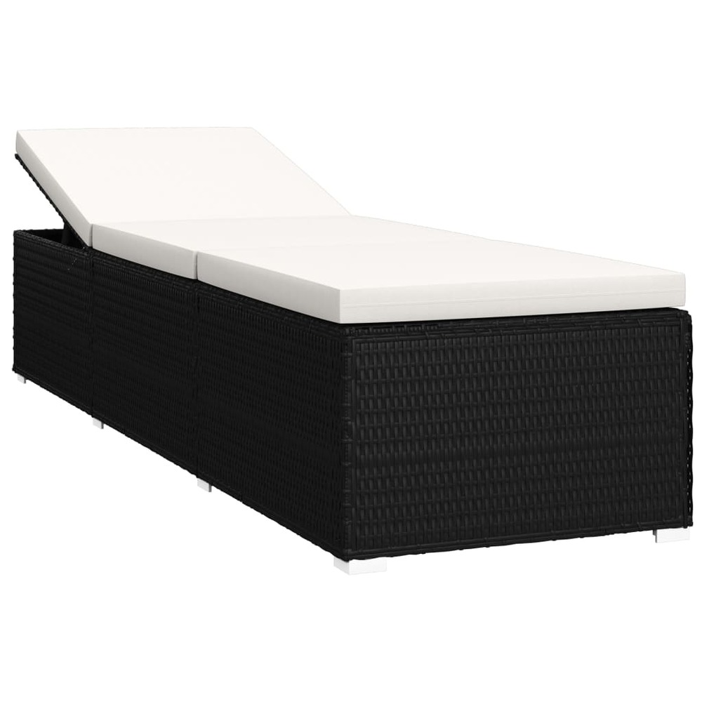 Transat chaise longue bain de soleil lit de jardin terrasse meuble d'extérieur et table à thé résine tressée blanc crème 02_0