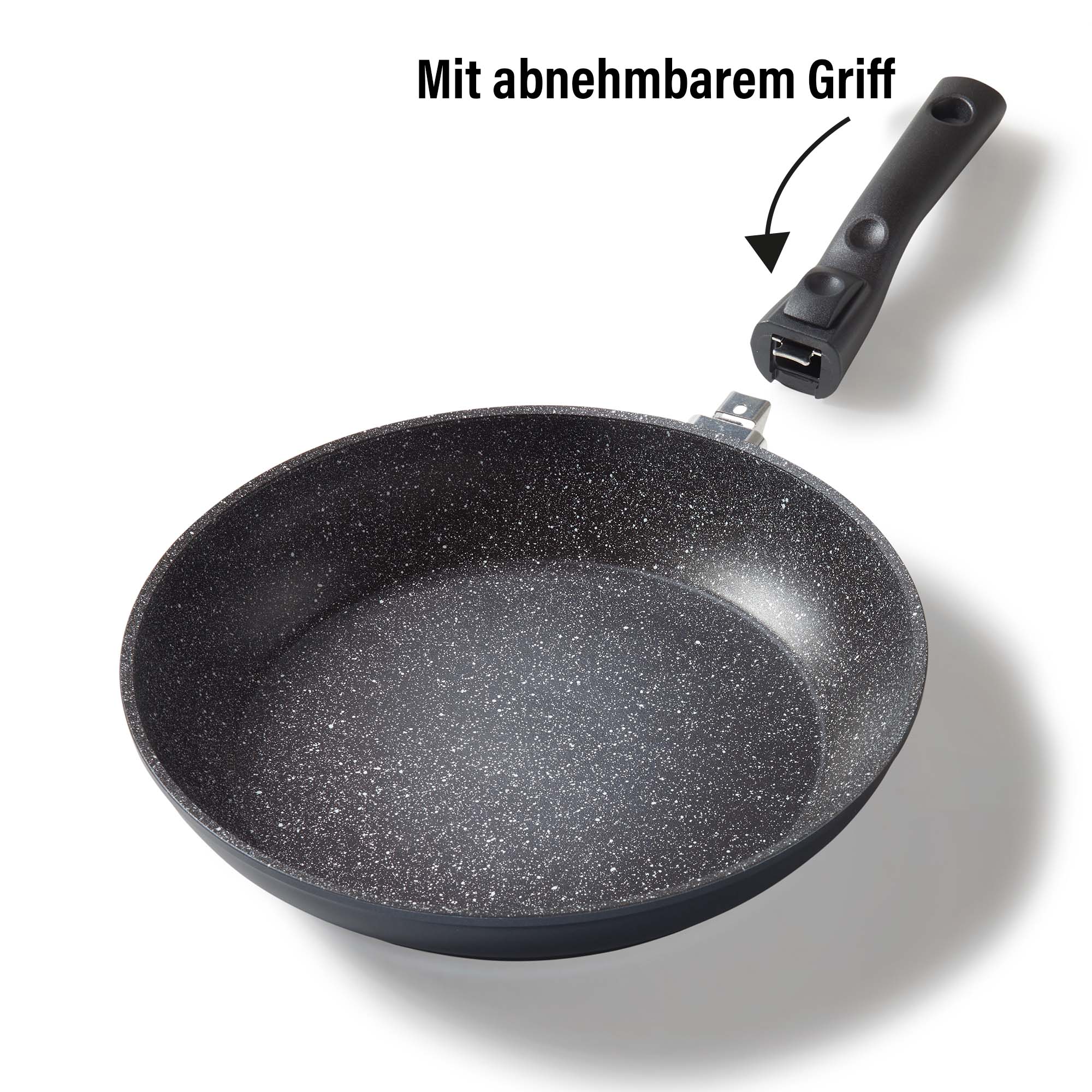 STONELINE® Bratpfanne 28cm, Made in Germany mit abnehmbarem Griff, Induktion und antihaftbeschichtet
