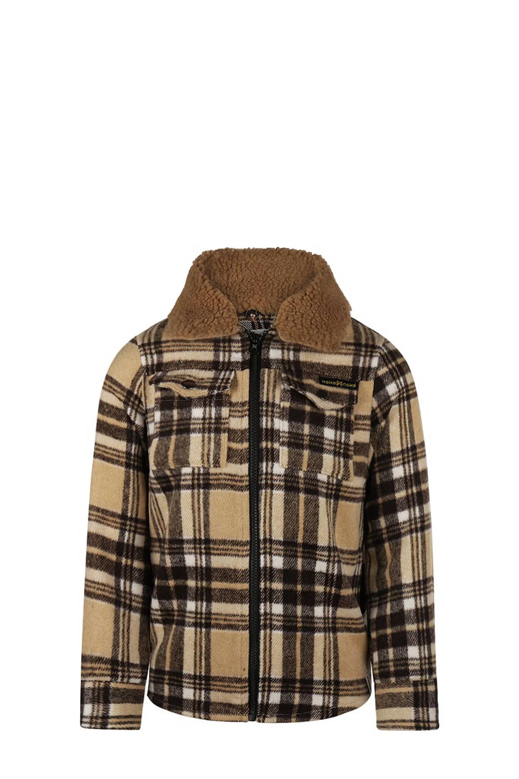 Koko Noko geruite shacket beige/bruin