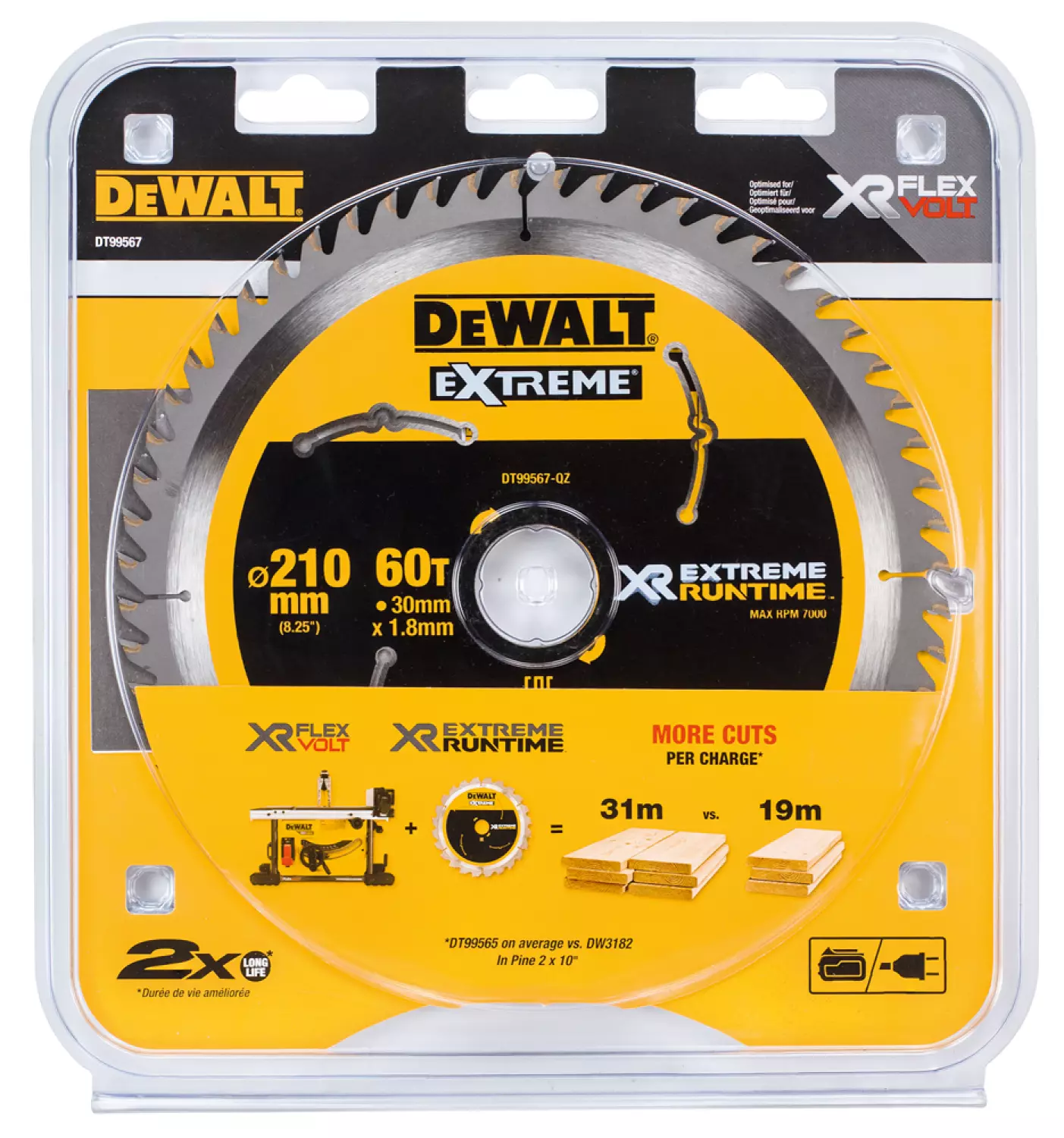 DeWALT DT99567 XR Cirkelzaagblad - 210 x 30 x 60T - Hout