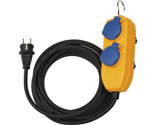 Brennenstuhl Powerblock bouwplaatskabel, 5 m, IP54, 4x stopcontacten, H07RN-F3G1.5, zwart