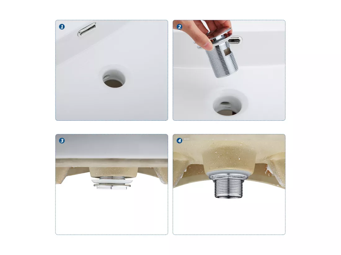 AuraLum Max Bonde de Lavabo avec Trop Plein, Bonde de Vidange Lavabo, Bonde de Lavabo Pop Up, Bonde de Lavabo Universelle, Chromé,EU Modèle