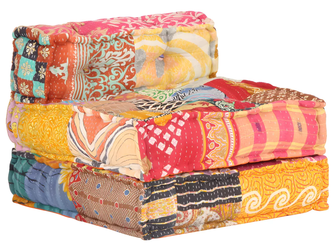 Coussin de sol pouf tissu 60 x 70 x 51 cm DEC021298